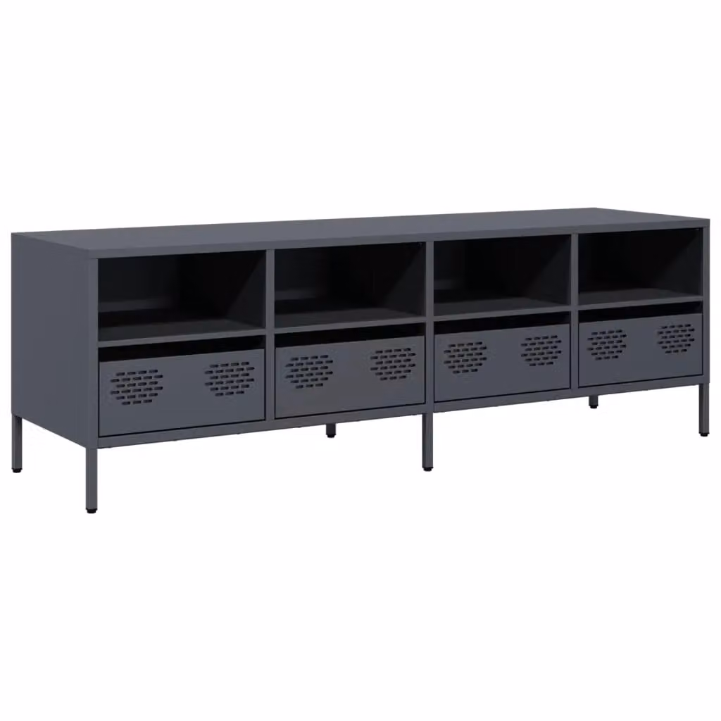 Berkfield Home Industrial TV Cabinet in Anthracite and Black Matt Metal, W: 135 cm, D: 39 cm, H: 43.5 cm – 2