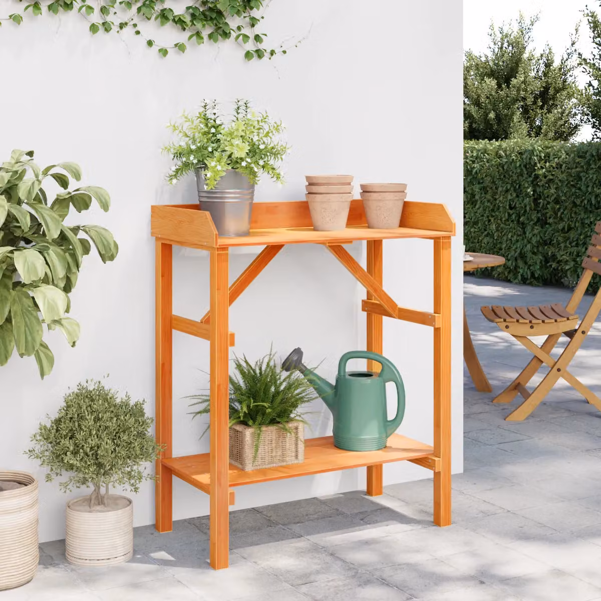 Berkfield Home Garden Acacia and Pine Wood Potting Table, Brown, W: 75 cm, D: 40 cm, H: 90 cm – 3