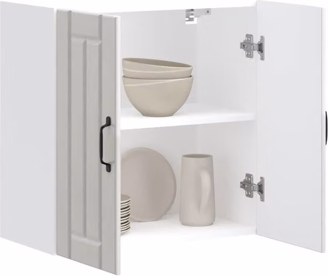Berkfield Home Lucca High Gloss White Kitchen Wall Cabinet with Glass Doors