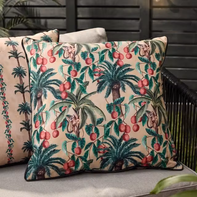 Make It A Home Monkey Palm Outdoor Cushion in Yellow and Multicolour Square Design