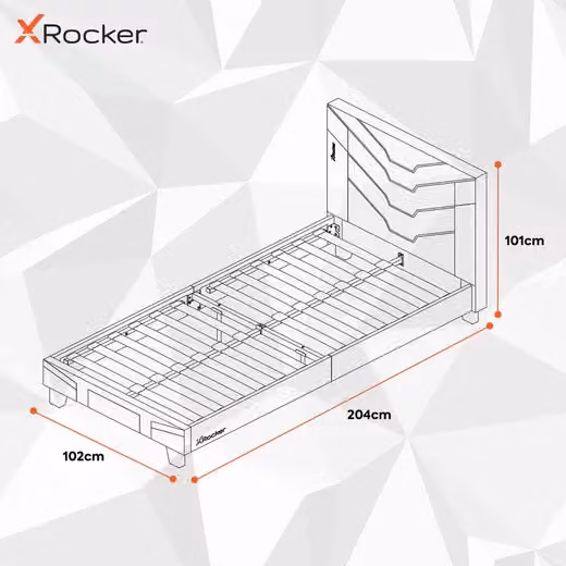 X-Rocker Cerberus MKII Upholstered Gaming Bed Frame for Kids and Teens in Red or Blue, W/D/H: 135 x 190 cm – 3