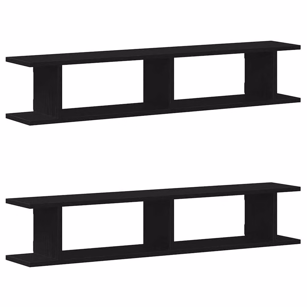 Berkfield Home Wall Mounted Shelves, 2 Pack, Black Oak, W: 105 cm, D: 20 cm, H: 18 cm – 2