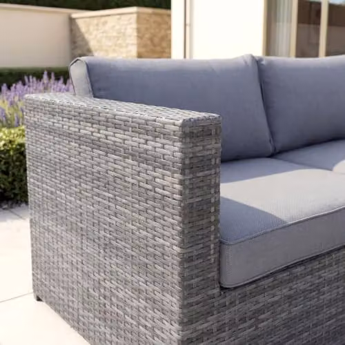 Charles Bentley Modern Rattan L-Shaped Corner Sofa and Coffee Table Set with Cushions, Grey, W/D/H: 146 x 73 x 64 cm – 4