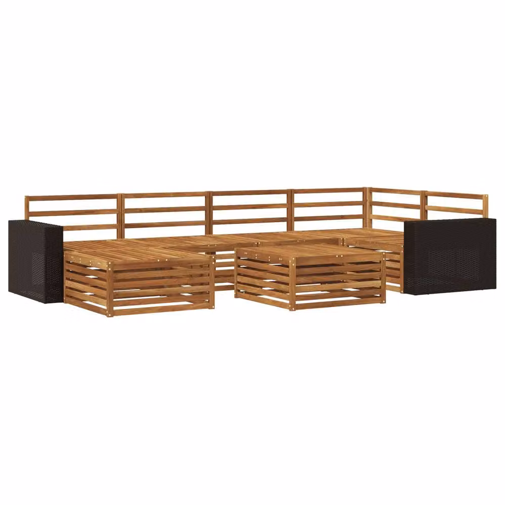 Berkfield Home 7 Piece Outdoor Sofa Set in Brown Wood – 2