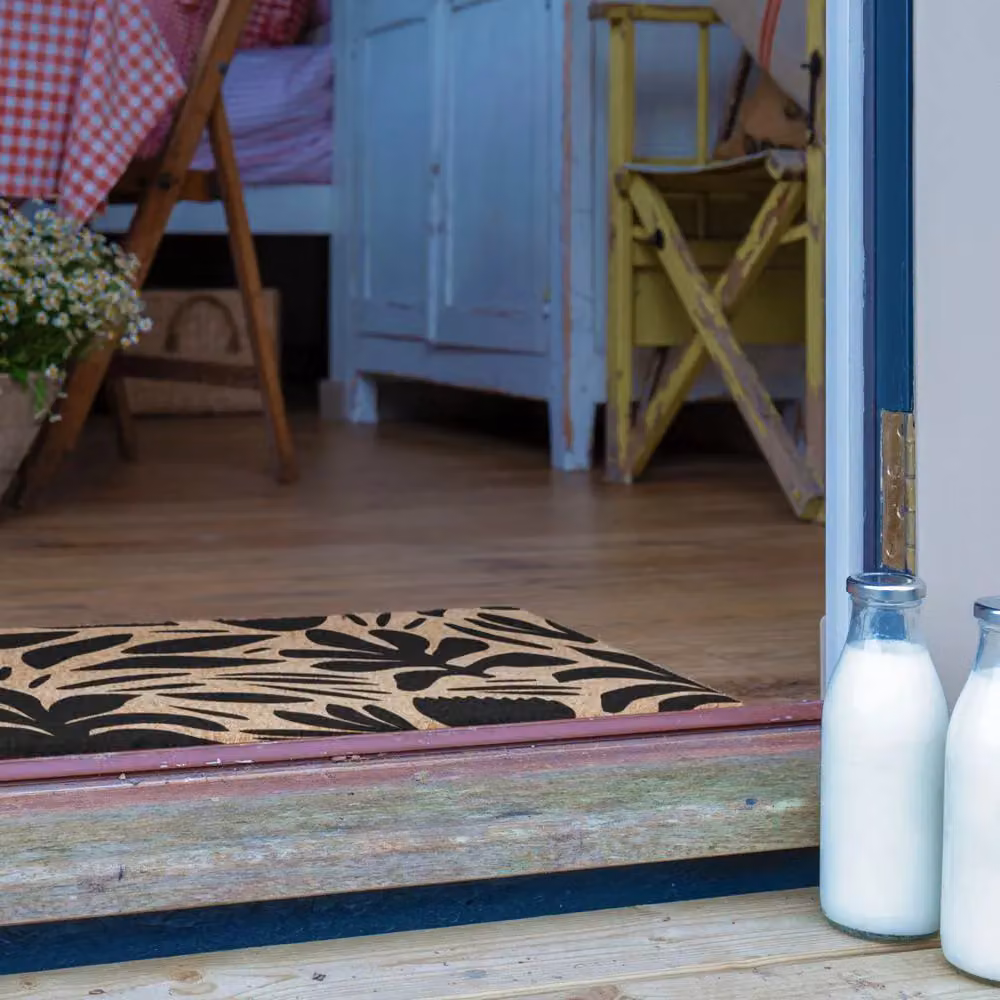 Artsy Mats Abstract Leaf Pattern Doormat in Black, W/D: 60 x 40 cm – 3