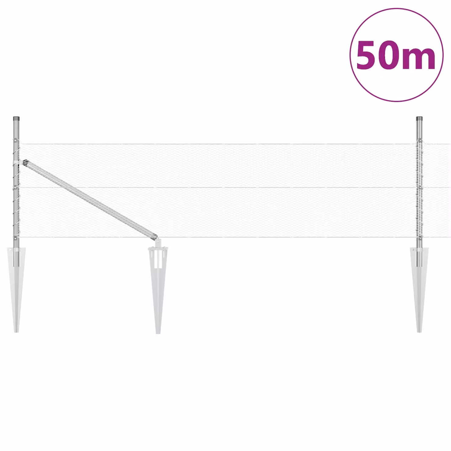 Berkfield Home Hexagon Fence in Silver Galvanised Steel, H: 80 cm, L: 50 m – 2
