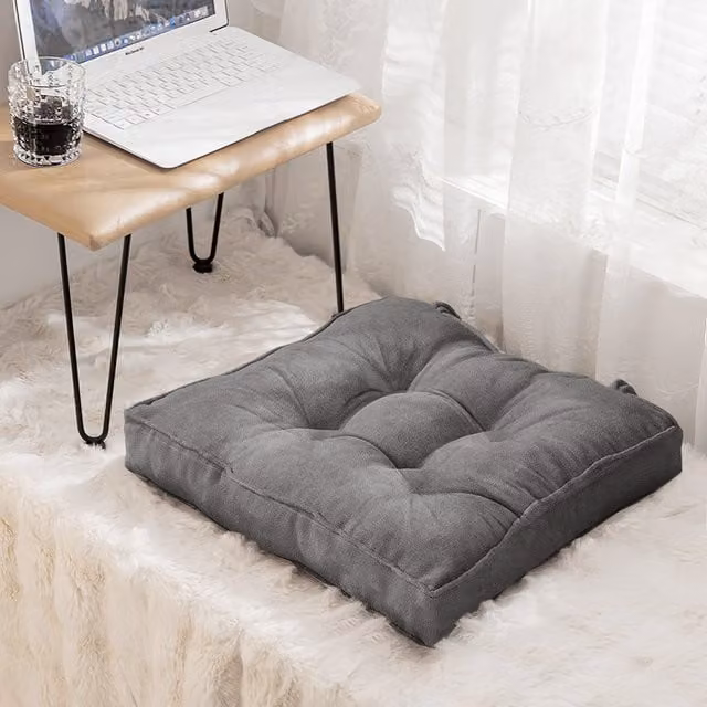 Komore Square Velvet Seat Cushion - Grey