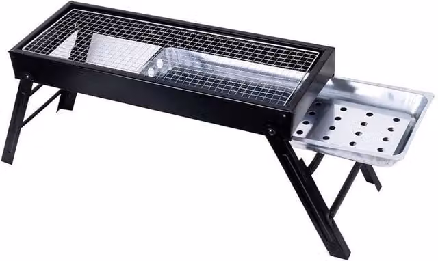 NESTLUNE Large Portable Charcoal BBQ Grill in Black Stainless Steel for Camping – 1