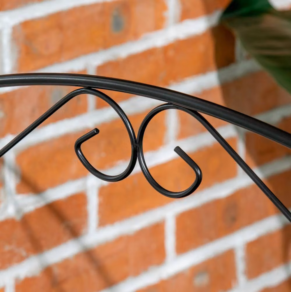 STILVORA Black Powder-Coated Metal Decorative Garden Fence Panels, 3.5m Length, Round In-Ground Design – 7