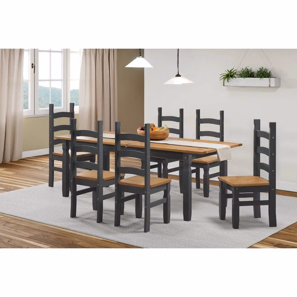 FORGEVIO Modern Extendable Rectangular Dining Table and 6 Chairs Set in Brown and Beige Wood – 2