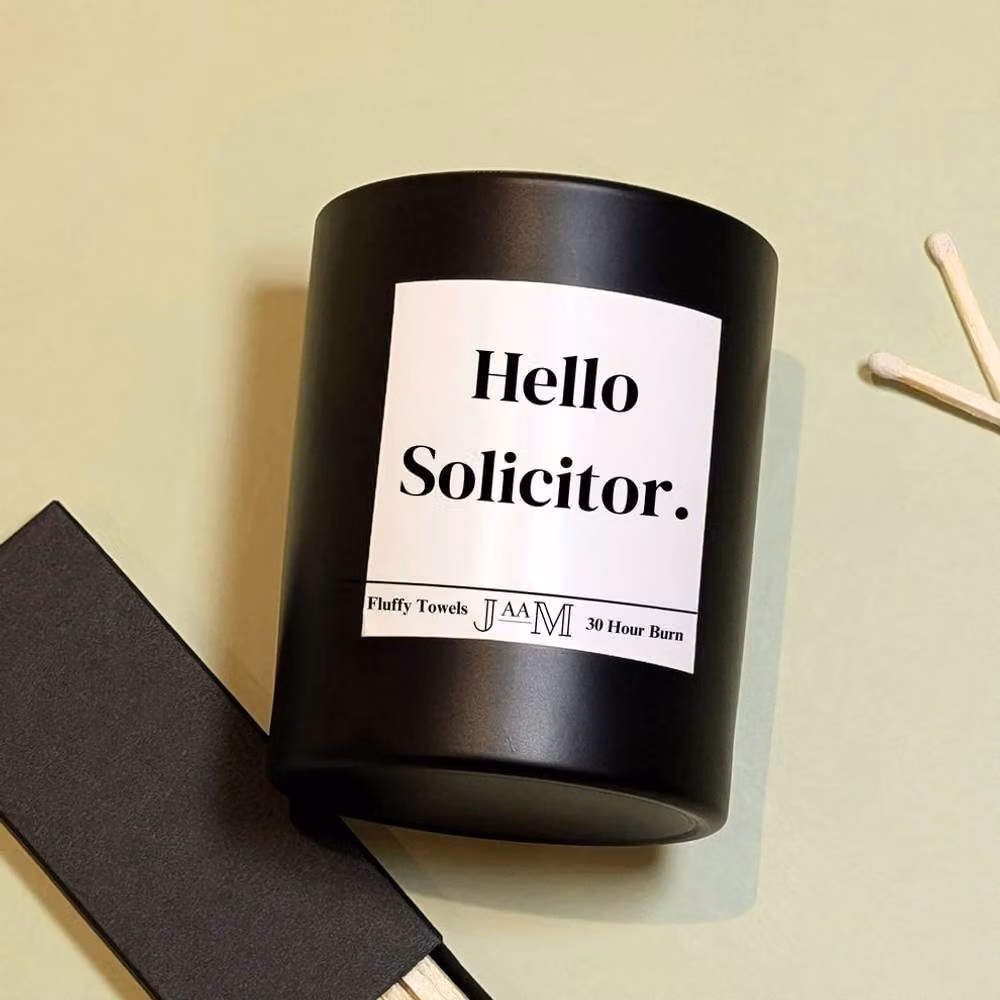 JAAM Hello Solicitor Candle in Black and White with Fluffy Towels Scent – 3