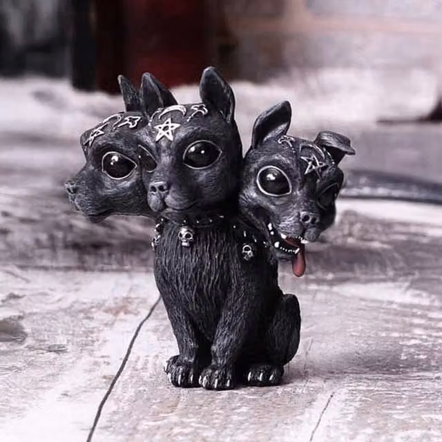 Nemesis Now Diabarkus Occult Cerberus Figurine, Black and Silver, Height: 10.5 cm