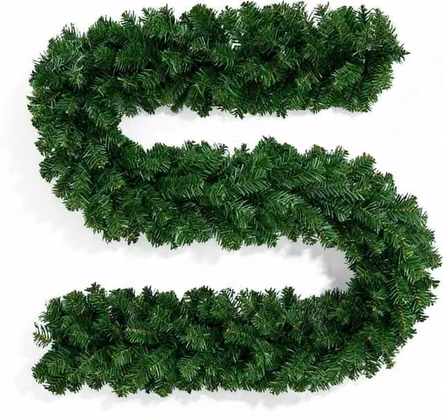 Shatchi 2.7m Green Christmas Garland with Foliage and Leaves – 1