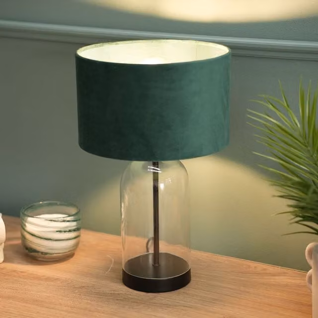 ValueLights Jessy Glass Table Lamp Base in Black