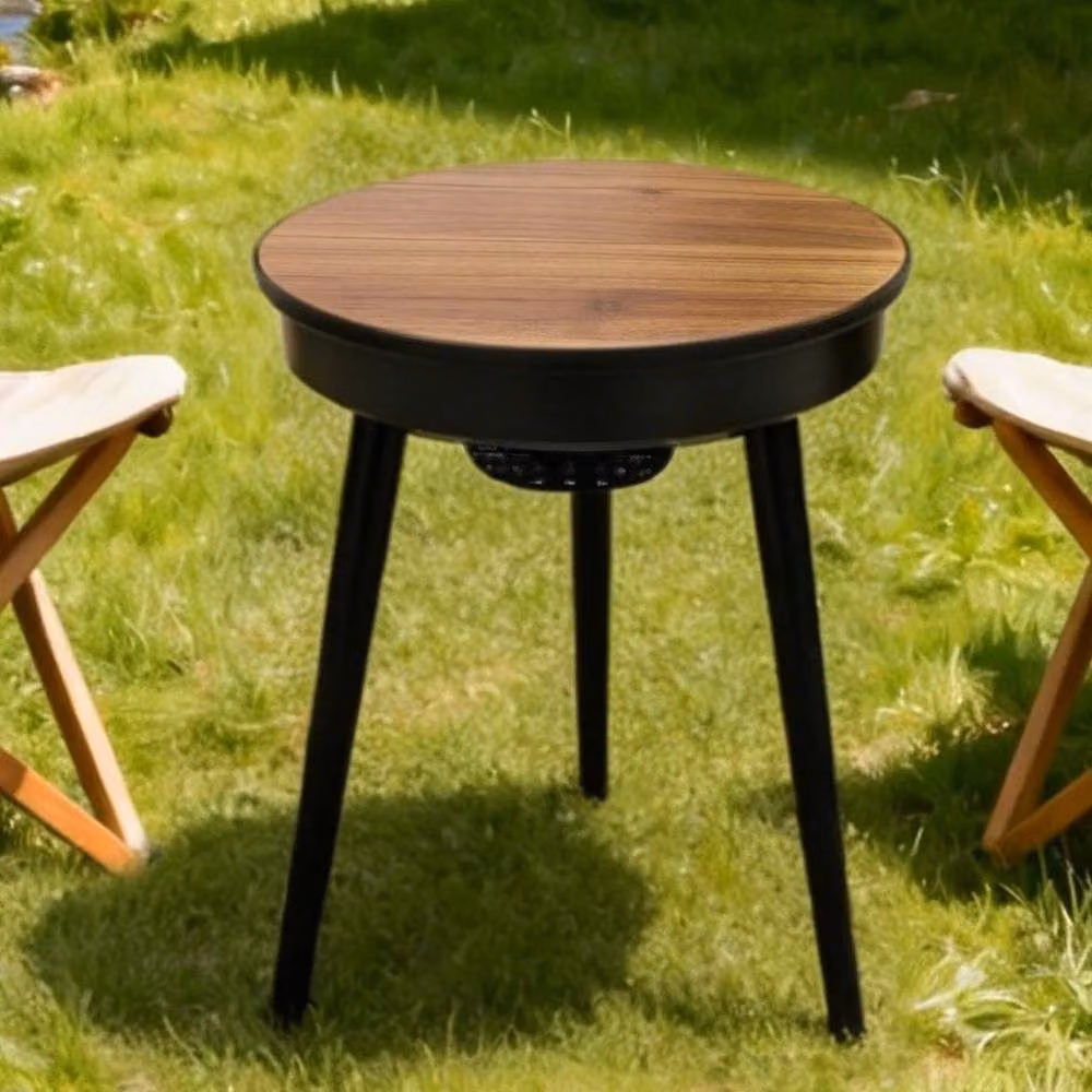 FORGEVIO Modern Round Wood Smart Bluetooth Speaker Side Table in Black – 4