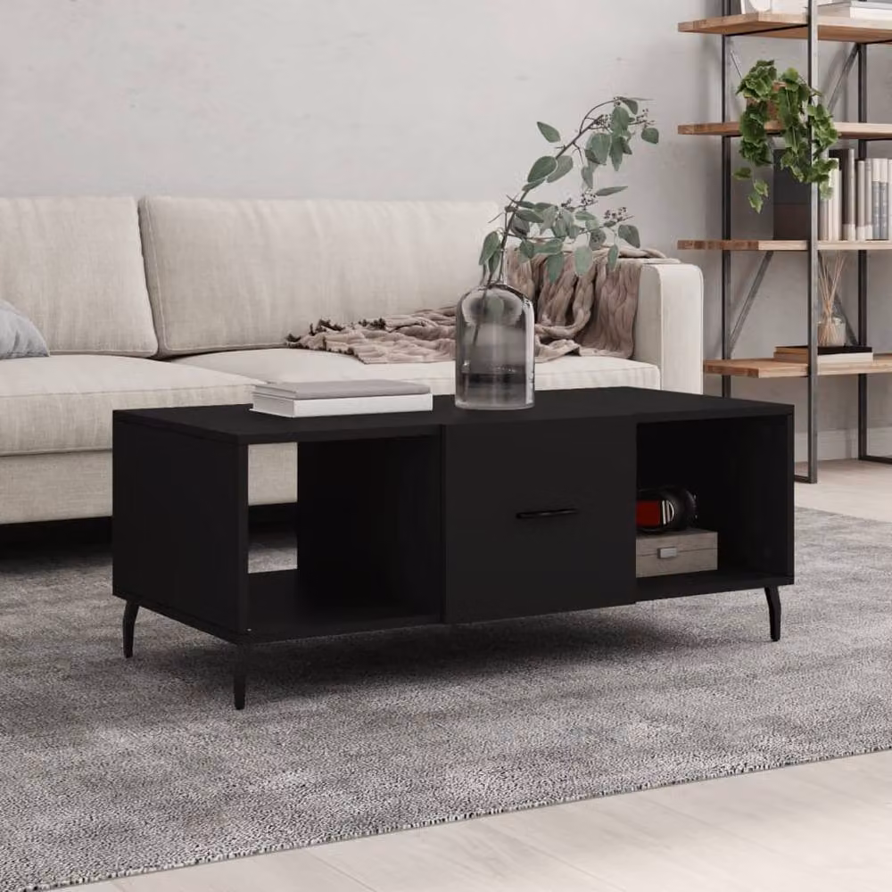 Berkfield Home Modern Black Coffee Table, W/D/H: 102 x 50 x 40 cm – 2