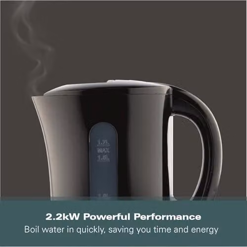 Hamilton Beach Essential Plastic Kettle with Auto Shut Off, Black, 1.7L – 5