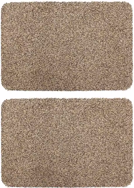 JVL Tanami Barrier Mat Set of 2 in Beige and Brown, Rectangular and Dirt Repellent Polypropylene Mats