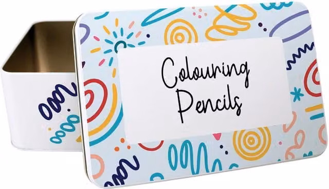 Purely Home Multicoloured Metal Colouring Pencils Storage Tin