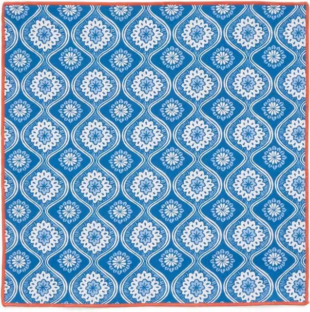 Land & Shore Achill Cotton Napkins in Blue and Red with Graphic Design