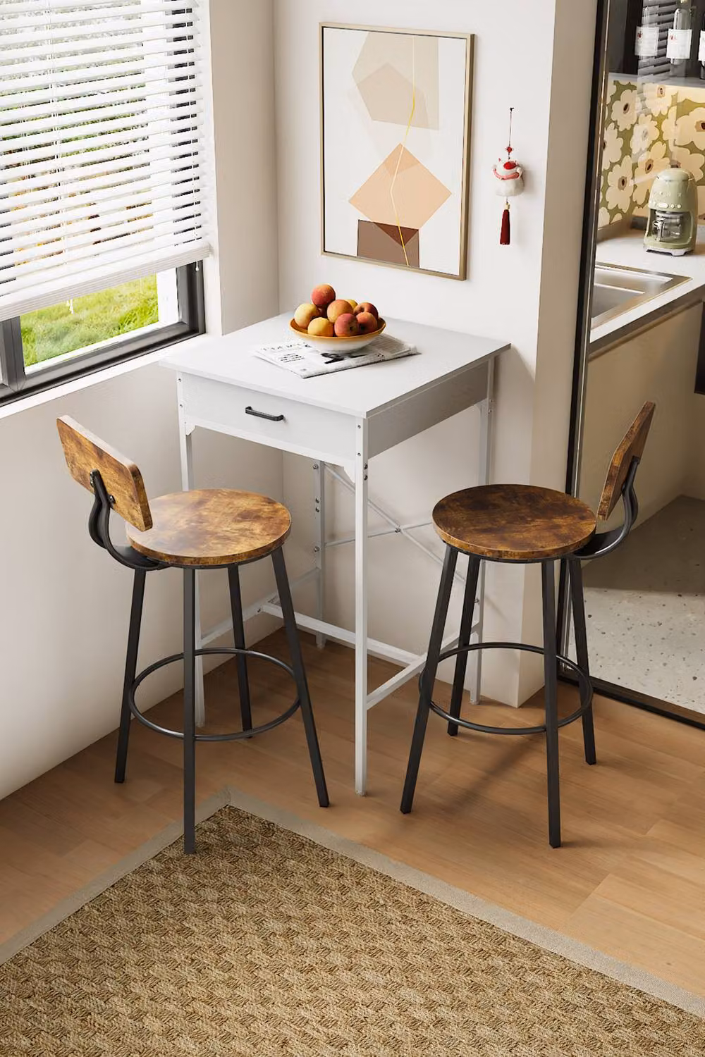 Living and Home Modern Square White Tall Table for Cafe or Bar – 2