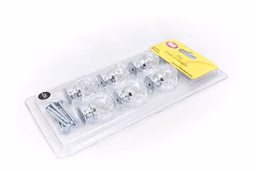 Hiatt Hardware Faceted Glass Cabinet Drawer Knob in Polished Chrome