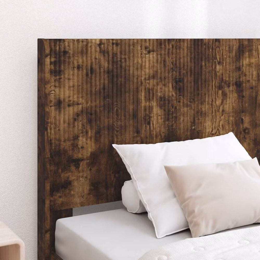Berkfield Home Modern Bed Frame with Headboard and Side Compartment Storage, Smoked Oak, Brown, W: 90 cm, L: 190 cm – 3
