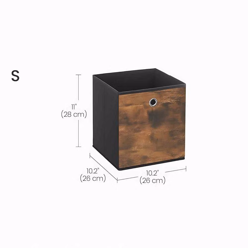 The Bazaarist Set of 8 Foldable Fabric Storage Cubes with Handles, Brown and Black – 3