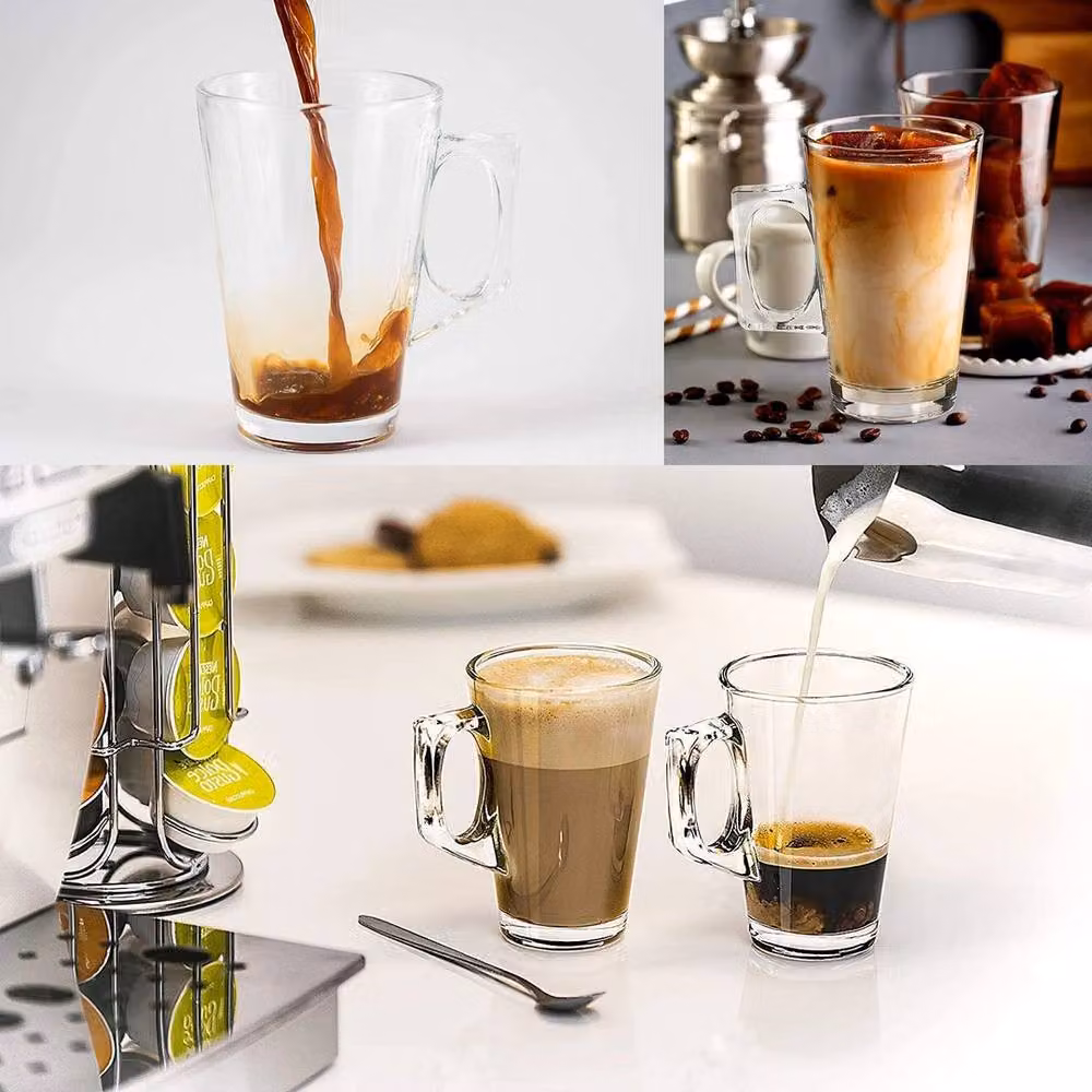 FLAVORA 6 Pack Clear Glass Latte and Cappuccino Cups – 3