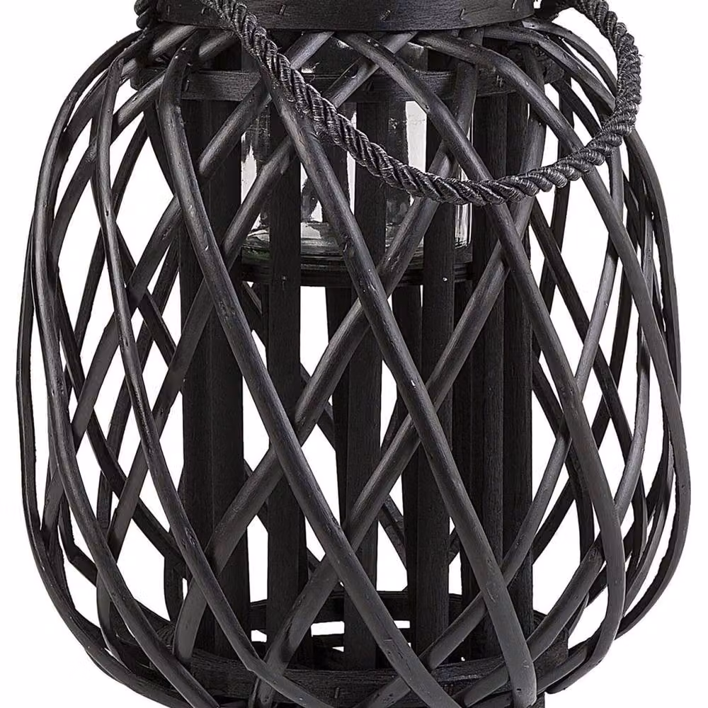 Wyld and Coco Scandinavian Willow Lantern in Black, Diameter: 30 cm – 2
