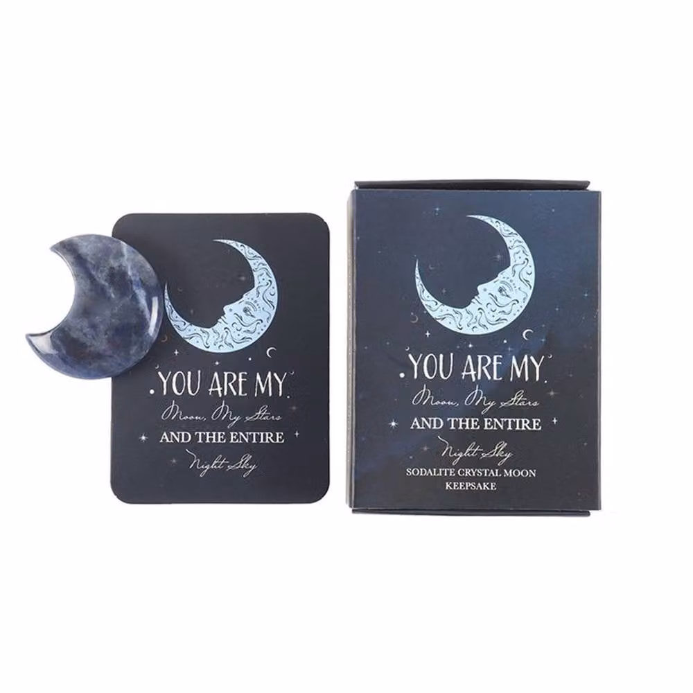 Uniqueful Sodalite Crystal Moon Keepsake Stone Gift Set in Blue – 2