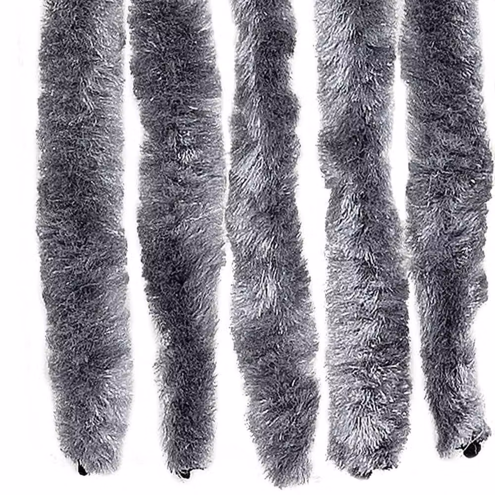 Berkfield Home Silver Striped Chenille Insect Curtain, W: 90 cm, H: 200 cm – 5