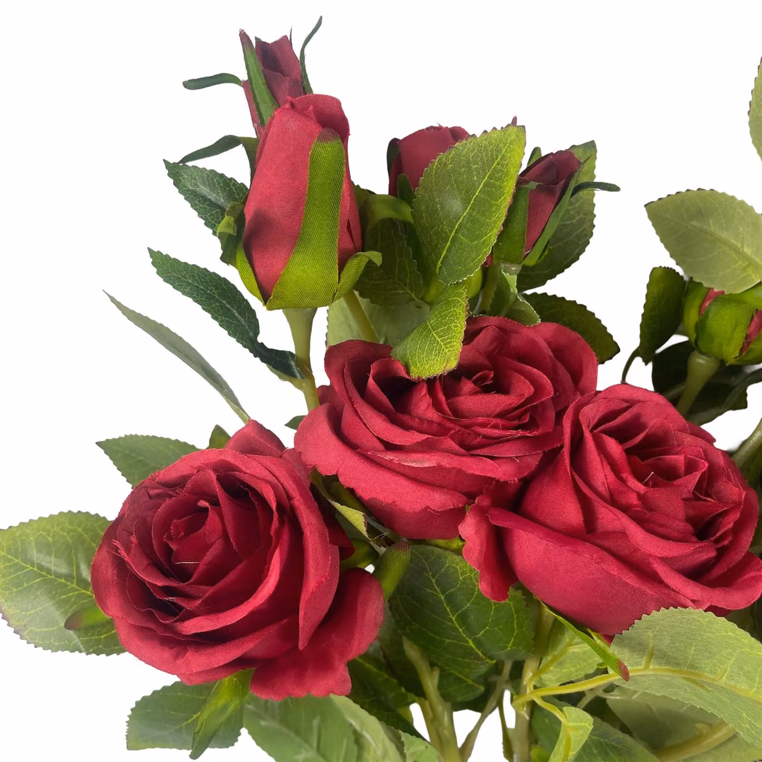 Leaf Pack of 6 Red Artificial Rose Flowers, 60 cm – 5