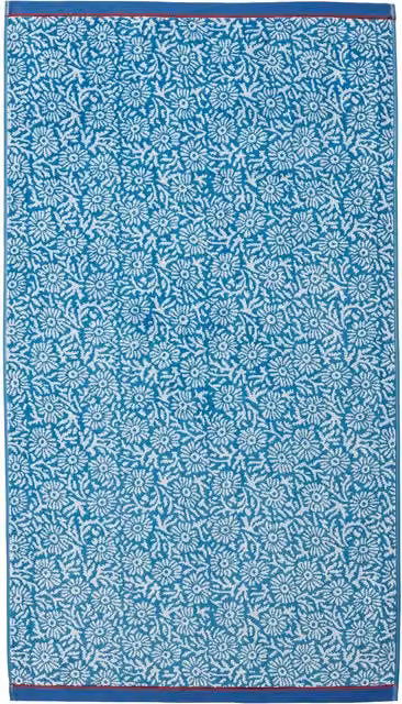 Land & Shore Aster Graphic Cotton Hand Towel, Blue/Red