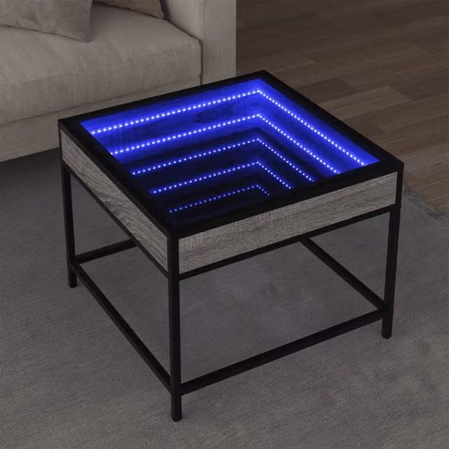 Berkfield Home Infinity LED Coffee Table in Grey Sonoma, W/D/H: 50 x 50 x 41 cm – 1