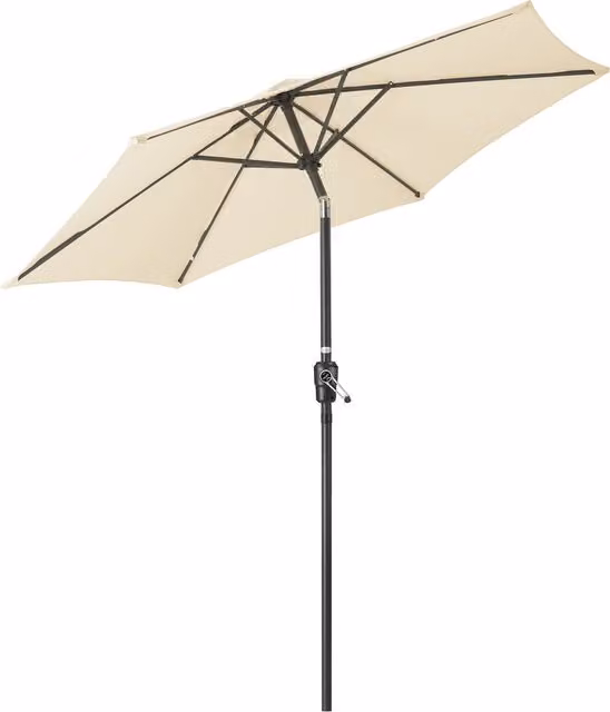 Christow Tilting Garden Parasol Umbrella in Beige and Brown with Aluminium Frame, Diameter: 240 cm