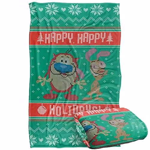 Ren and Stimpy Super Soft Silky Touch Fleece Throw Blanket, Multicolour, W: 91 cm, D: 147 cm
