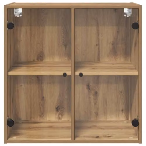 vidaXL Wall Cabinet in Oak with Glass Doors, W/D/H: 68 x 37 x 68.5 cm – 6