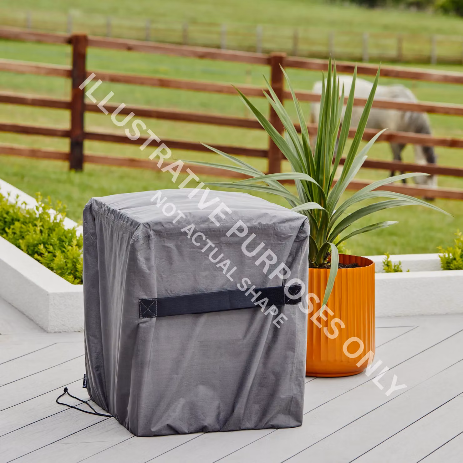 Ivyline Waterproof Round Fire Pit Cover in Grey, H: 60 cm, W: 58 cm – 2