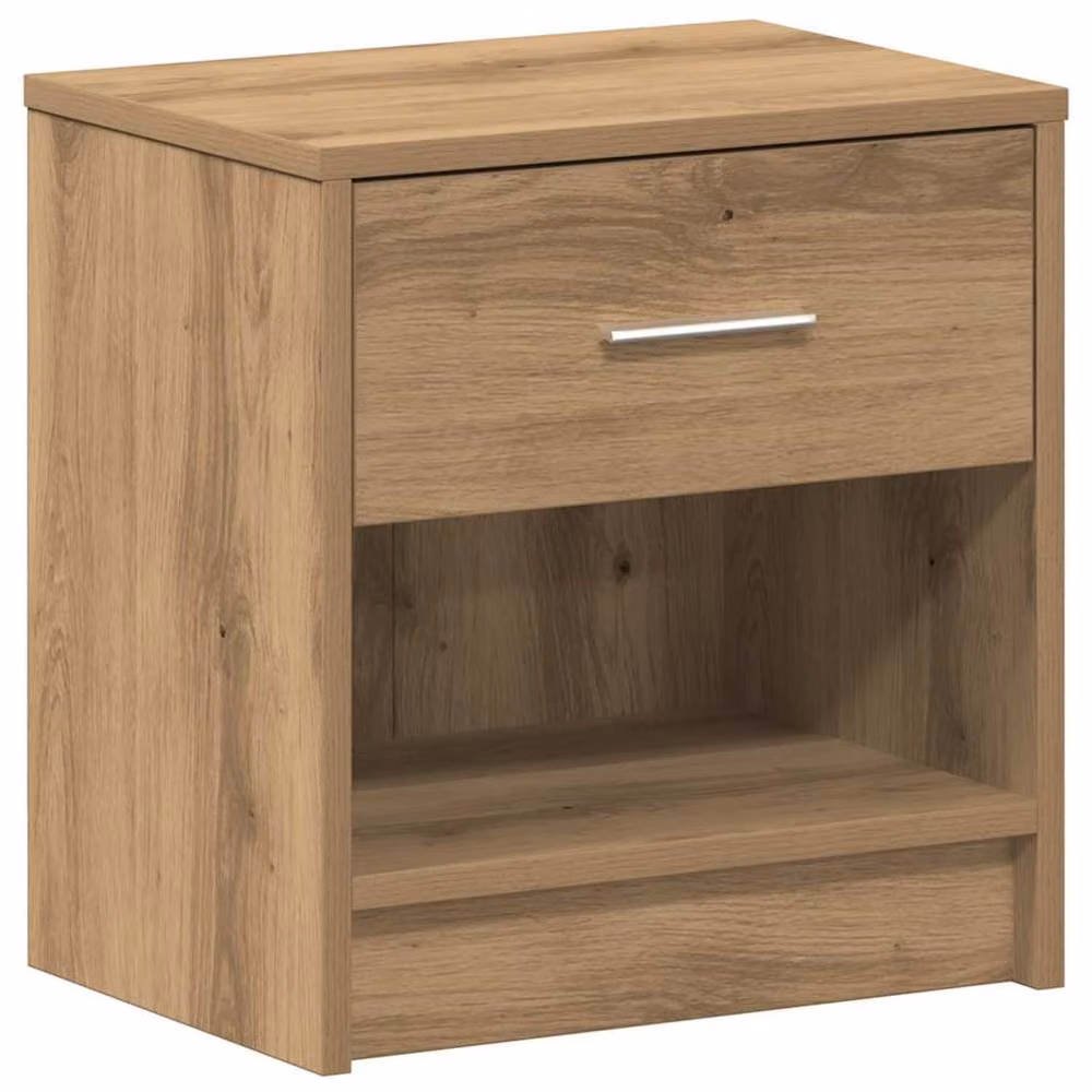 Berkfield Home Artisan Oak Bedside Cabinet with Drawer in Brown, W/D/H: 39 x 28 x 41 cm – 2