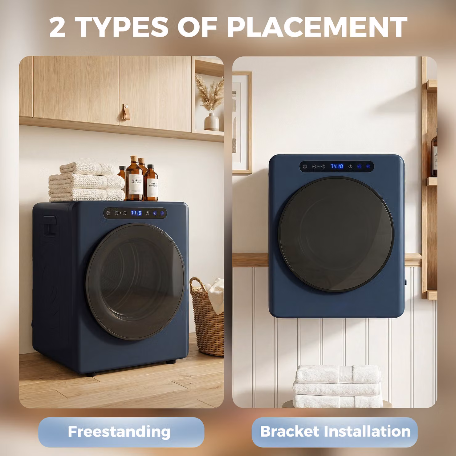 HOMCOM Blue Compact Front Loader Tumble Dryer with 5kg Capacity and Reversible Drum – 5