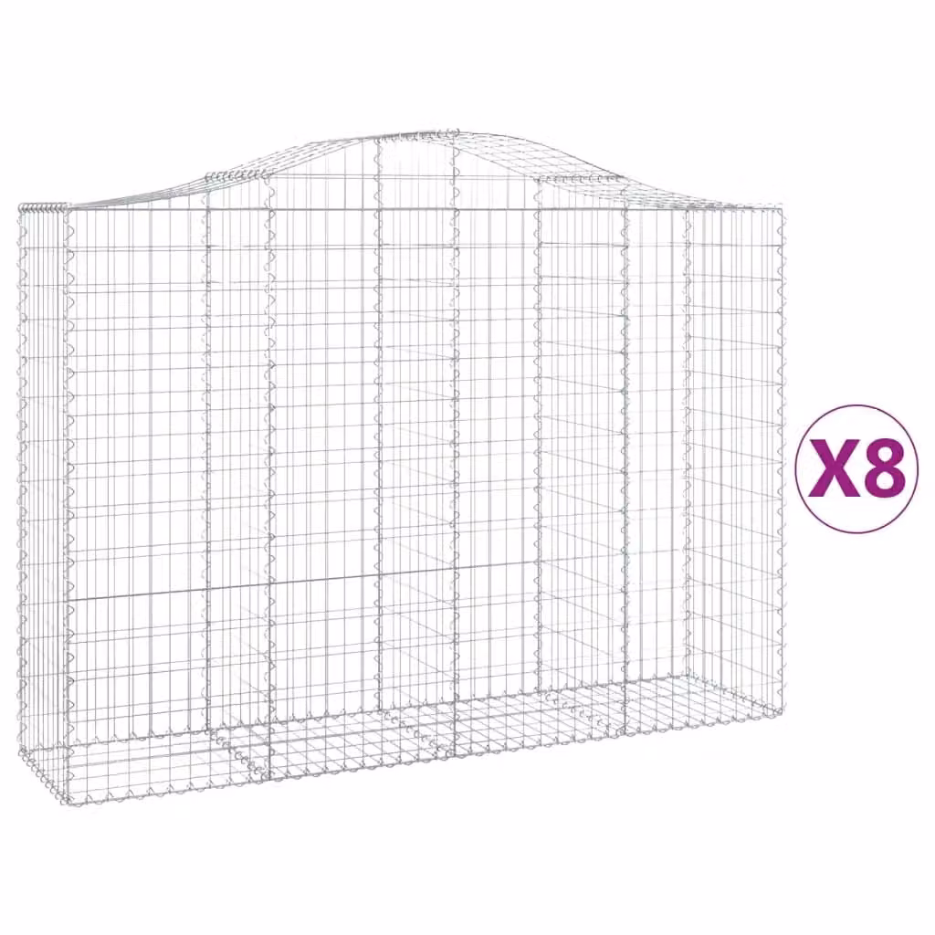 Berkfield Home Arched Gabion Baskets, 8 Piece, Silver Galvanised Steel, W: 200 cm, D: 50 cm, H: 140-160 cm – 2