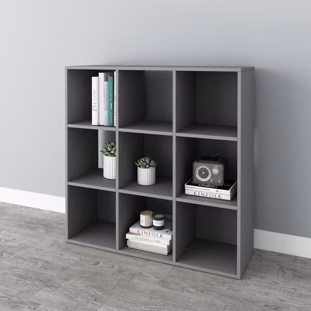 WestWood 3 Tier 9 Cube Modern Grey MDF Bookshelf