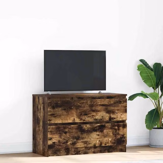 Berkfield Home Smoked Oak TV Cabinet in Brown, W/D/H: 80 x 35 x 54 cm