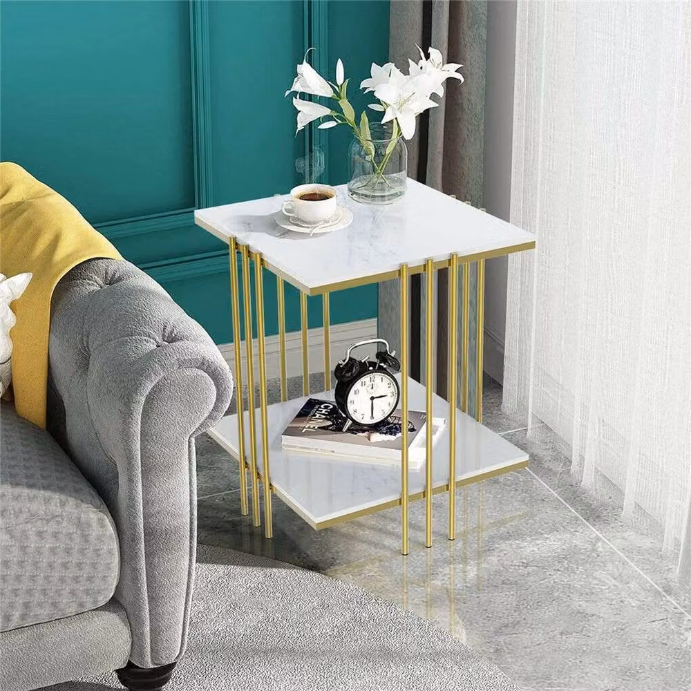 ERGOVEXA Gold Coffee Side Table and Plant Stand with Ceramic Top – 2