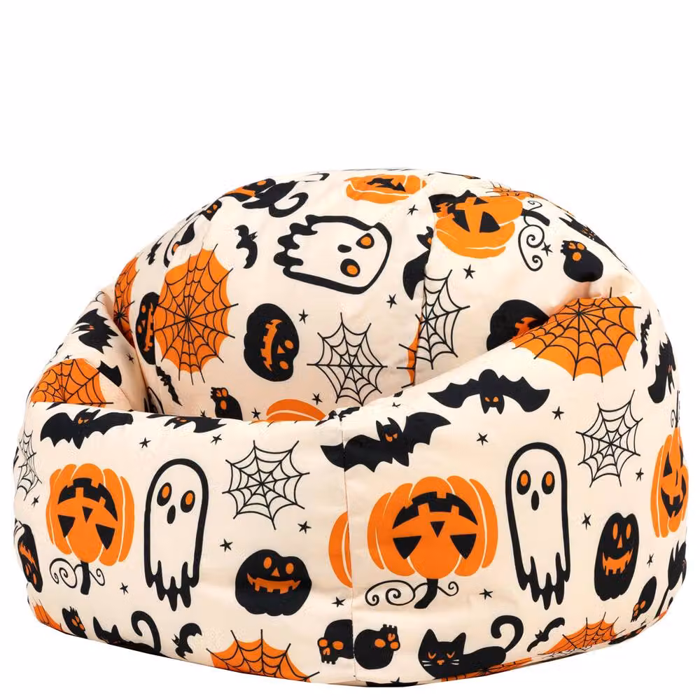 icon Kids Printed Halloween Childrens Bean Bag Armchair in Orange and Multicolour, Medium – 2