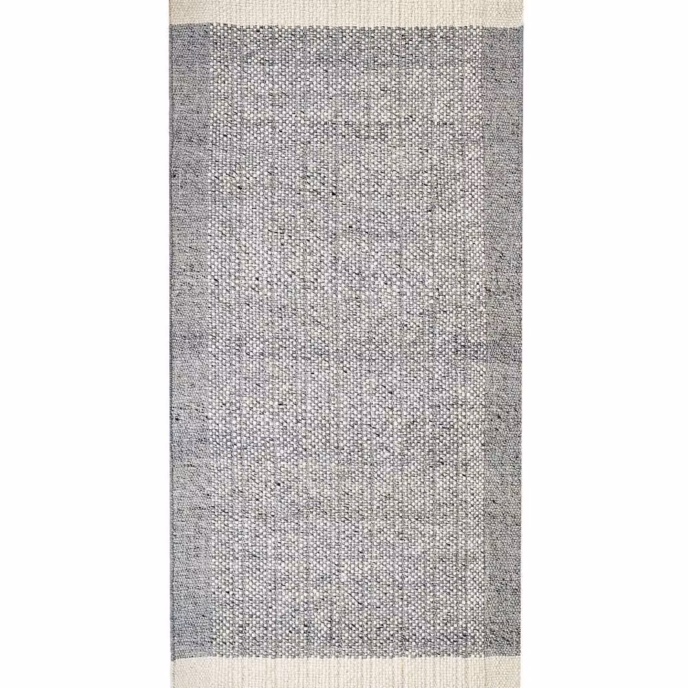 Wyld and Coco Grey and White Handwoven Wool and Cotton Rectangular Rug W: 80 cm, L: 150 cm – 2