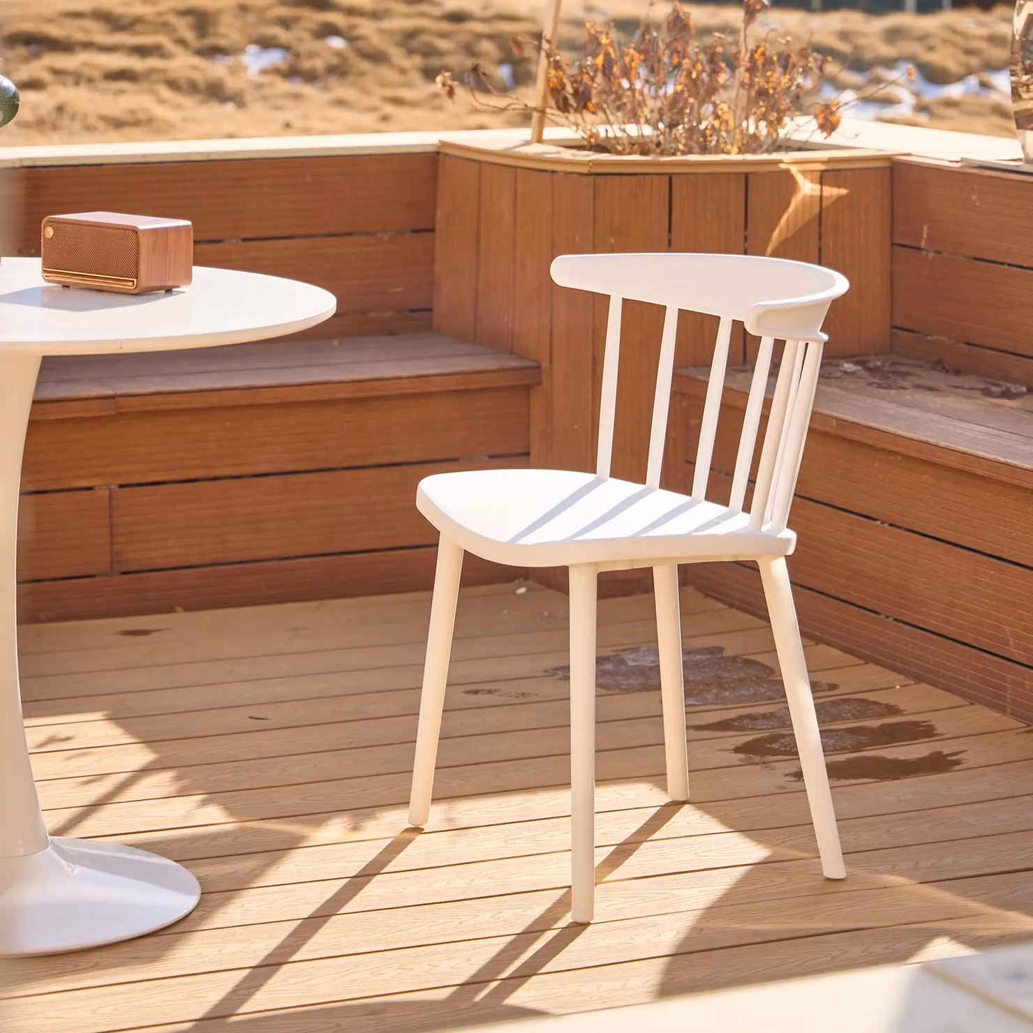 Nordlys Set of 4 White Indoor Outdoor Dining Chairs with Armrests – 5