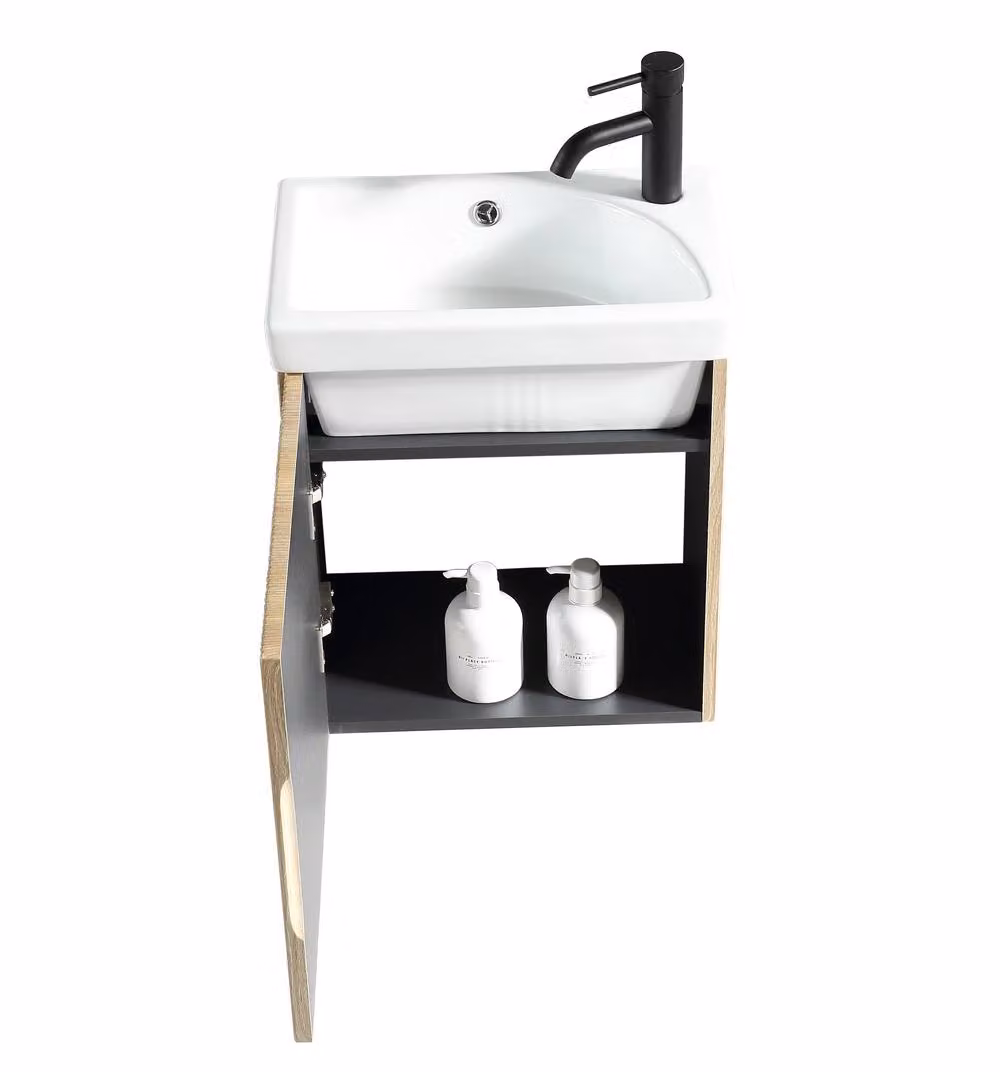 Bathroom Kingdom Flauto Oak Wall Hung Cloakroom Vanity Basin, Width: 45 cm – 2