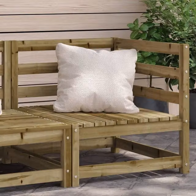 Berkfield Home L-Shape Garden Corner Sofa in Brown Impregnated Pine Wood W/D/H: 70 x 70 x 67 cm